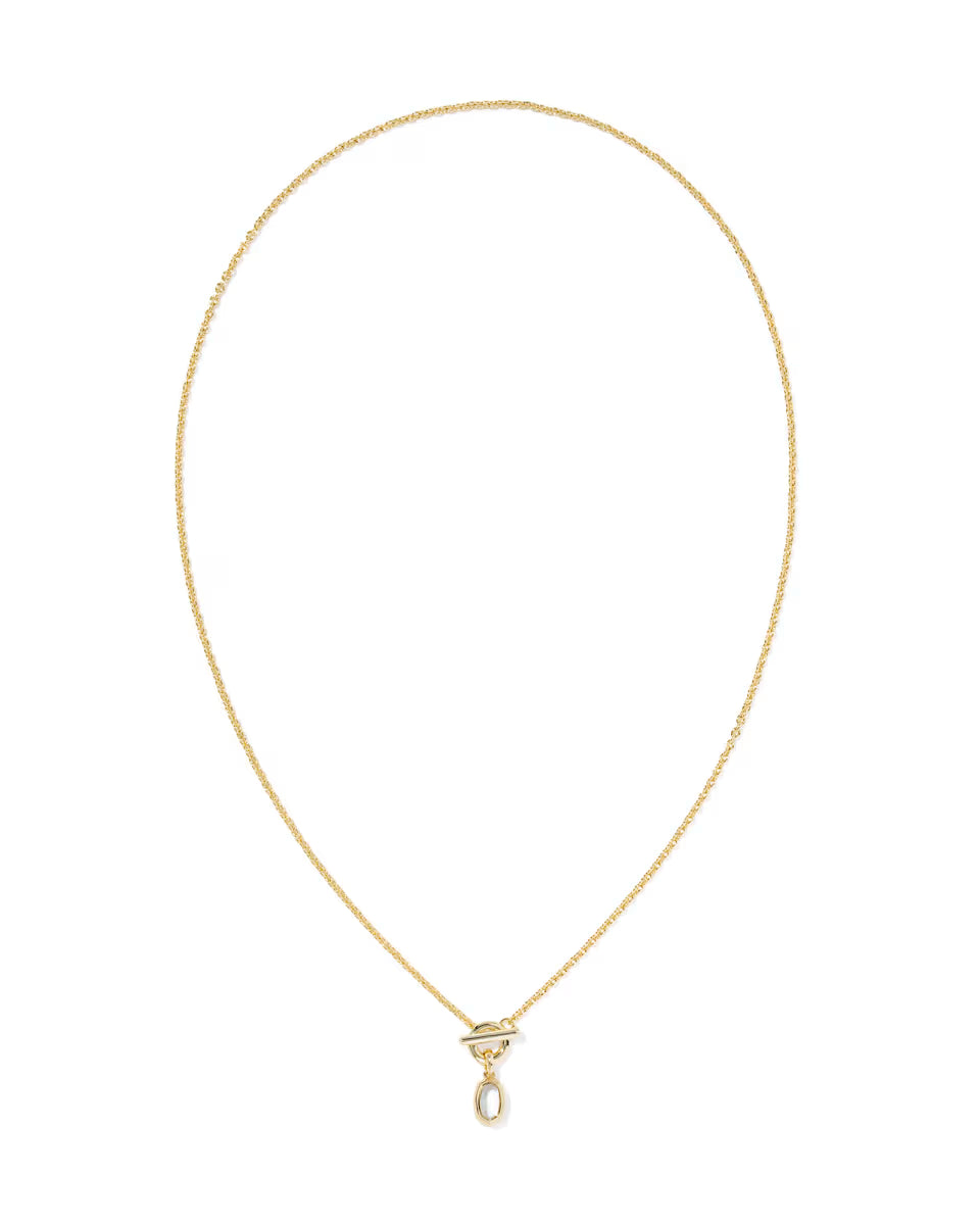 Mini Elisa Toggle Gold Short Pendant Necklace in Ivory Mother-of-Pearl