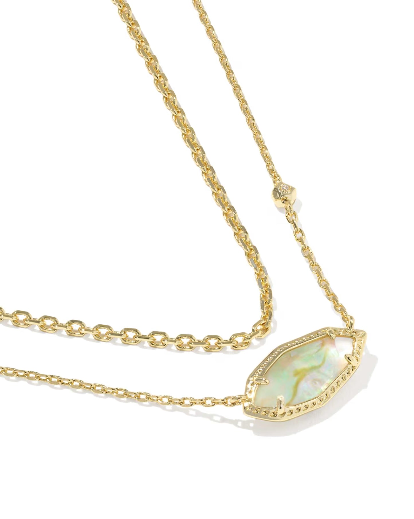 Ophelia Multi Gold Strand Necklace in Iridescent Abalone