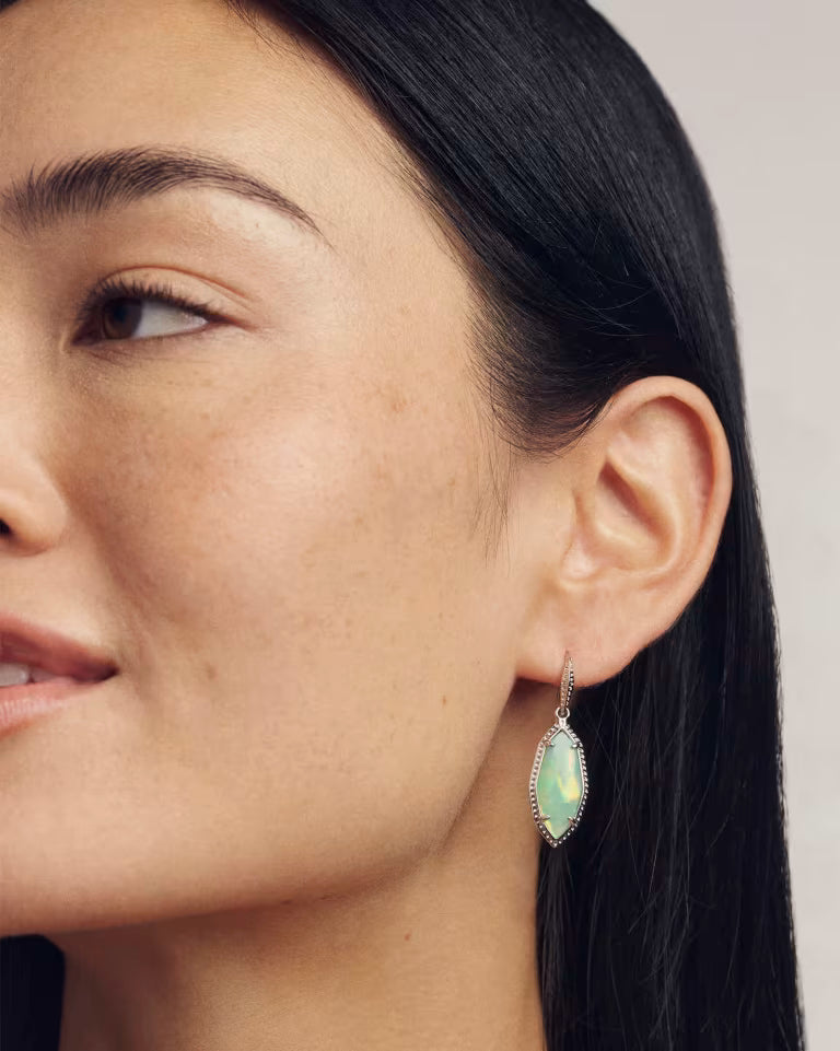 Ophelia Silver Small Drop Earrings in Mint Iridescent Abalone