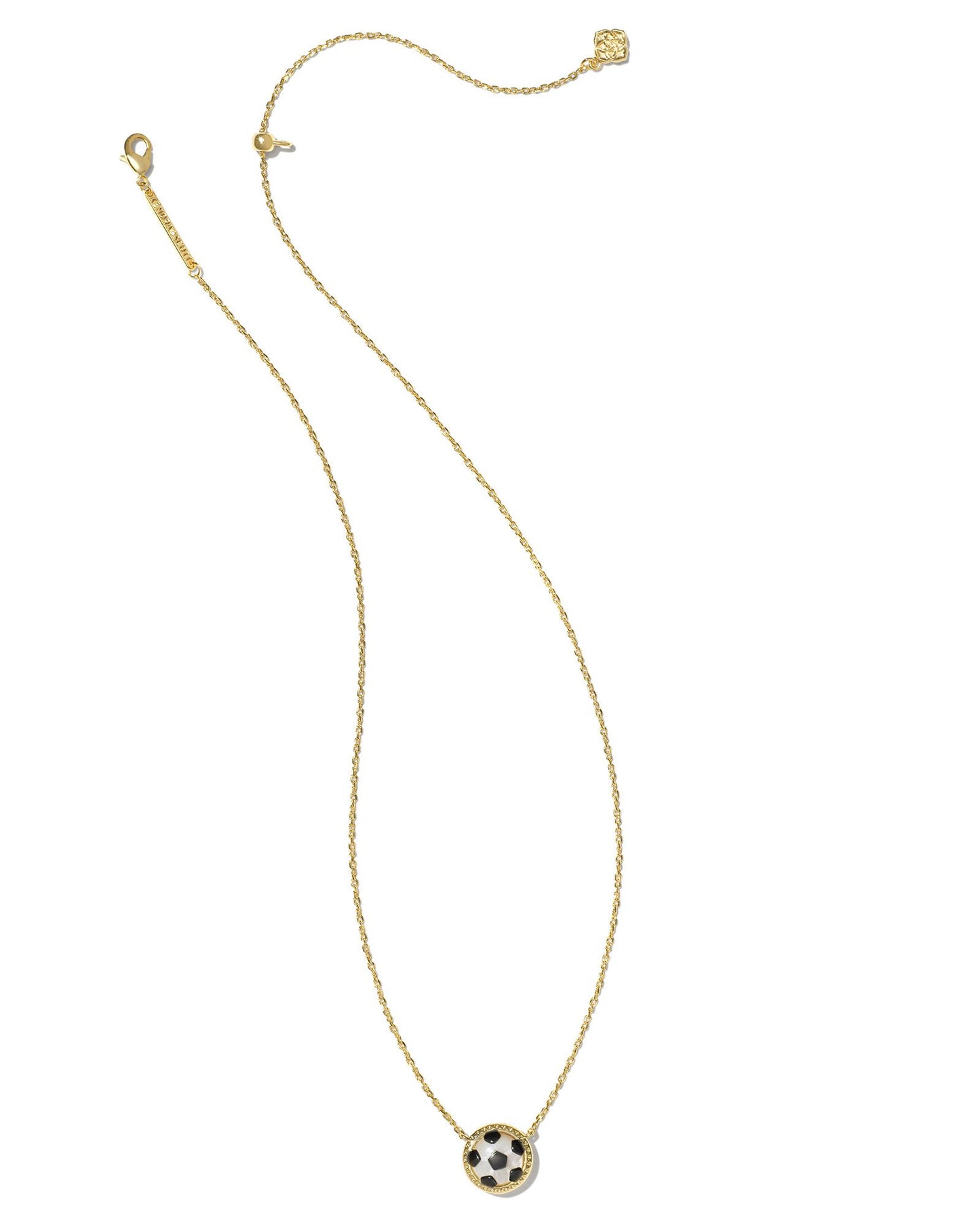 Soccer Gold Short Pendant Necklace in Ivory Mother-of-Pearl