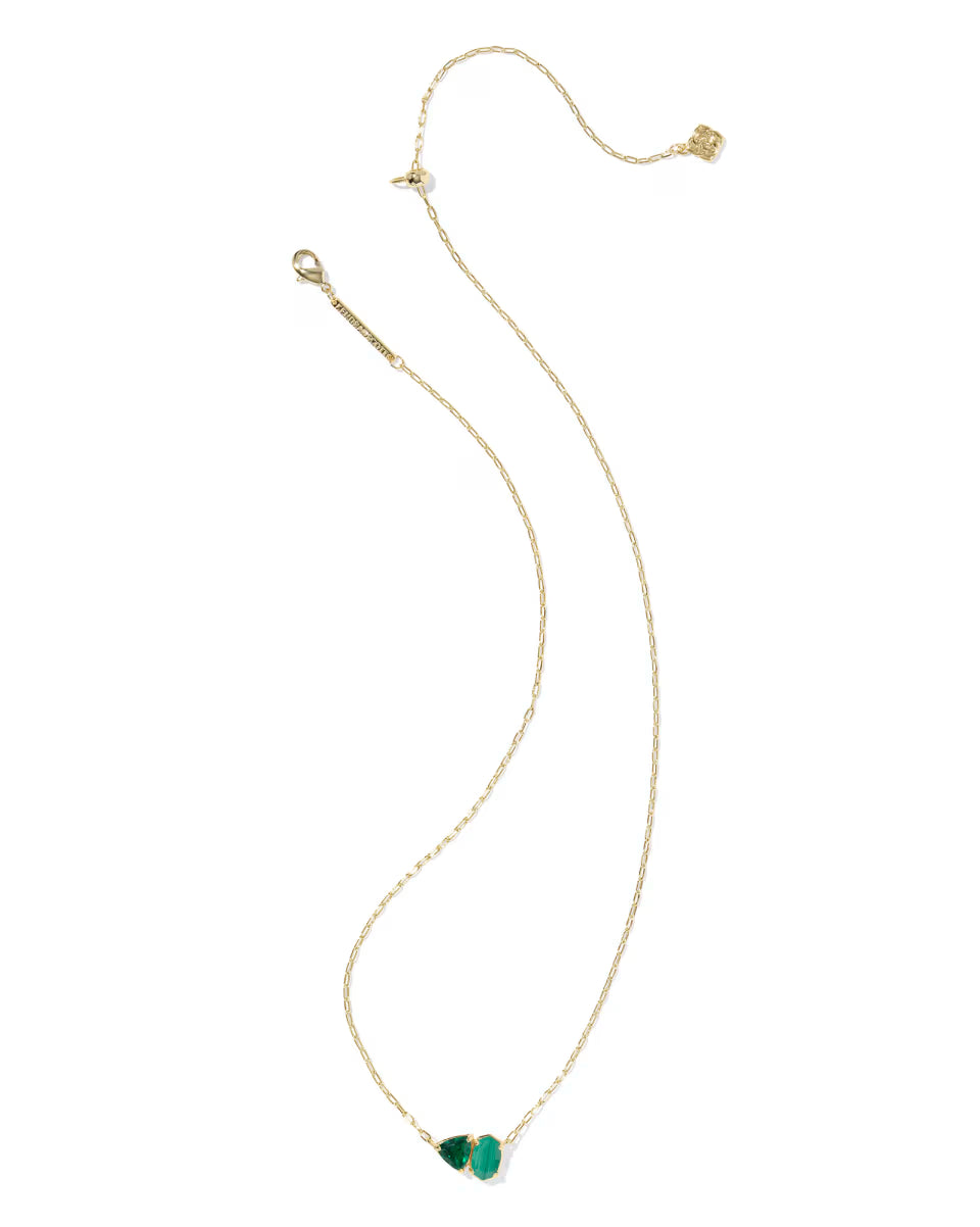 Tatum Gold Short Pendant Necklace in Green Mix