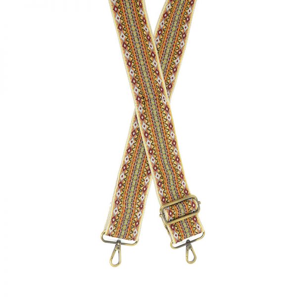 2" Natural Multi Embroidered Ribbon Guitar Purse Strap