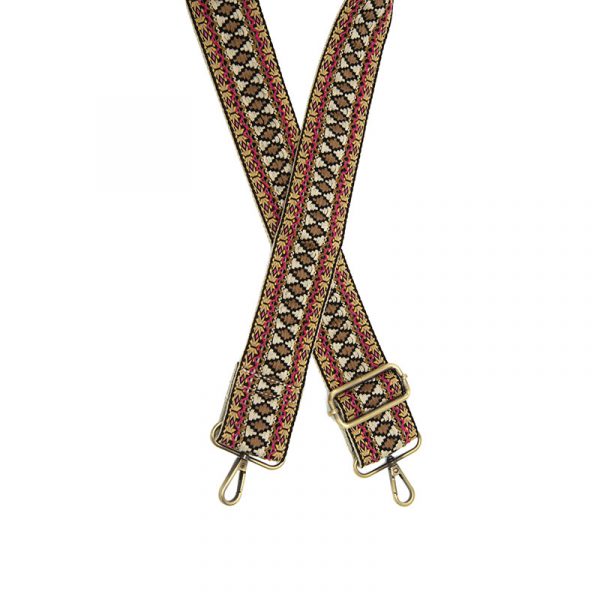 2" Neutral Inset Mosaic Embroidered Guitar Purse Strap
