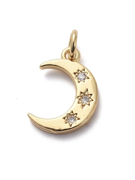 Moon CZ Gold Charm