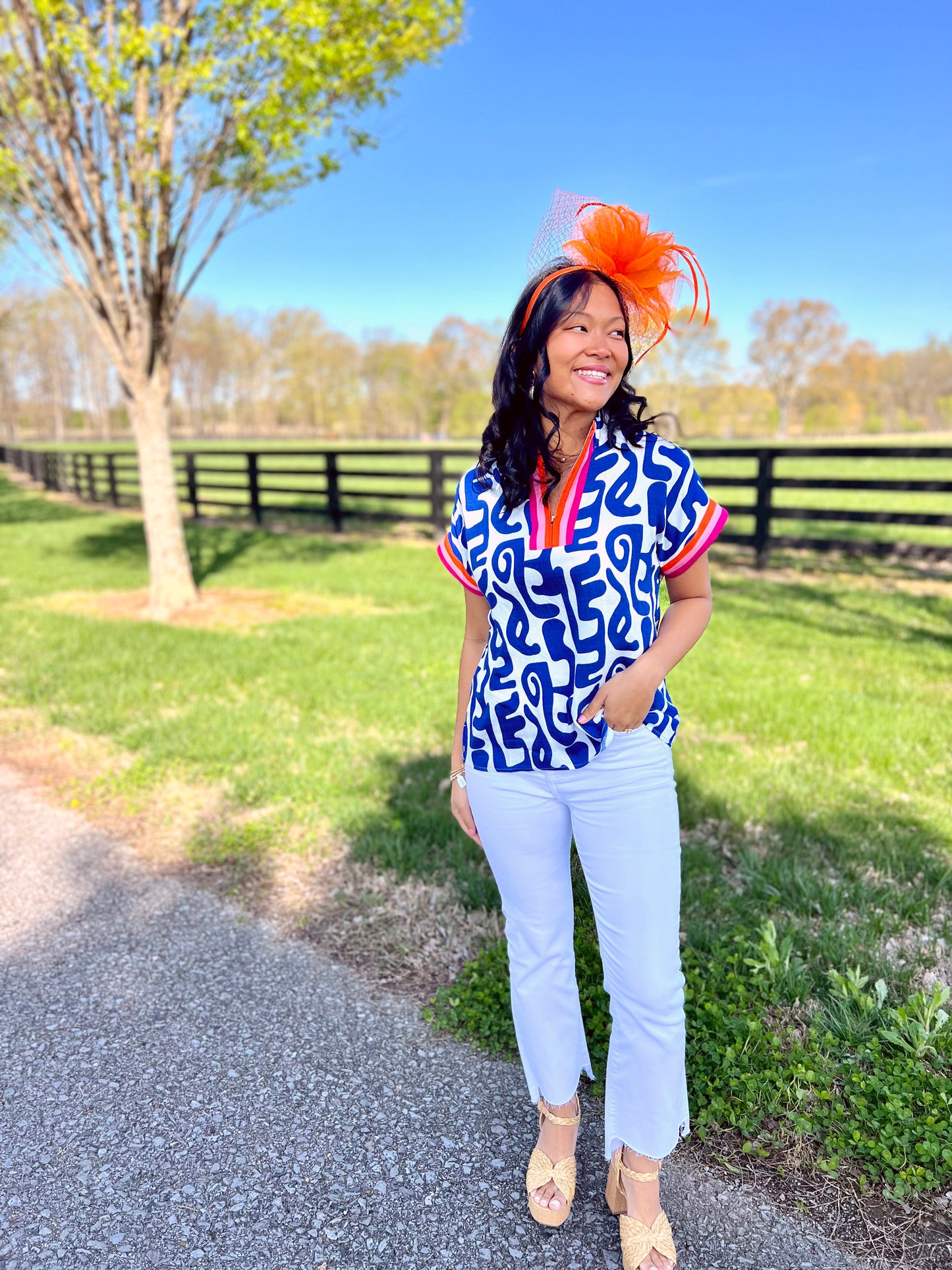 Jockey Skills Orange Fascinator