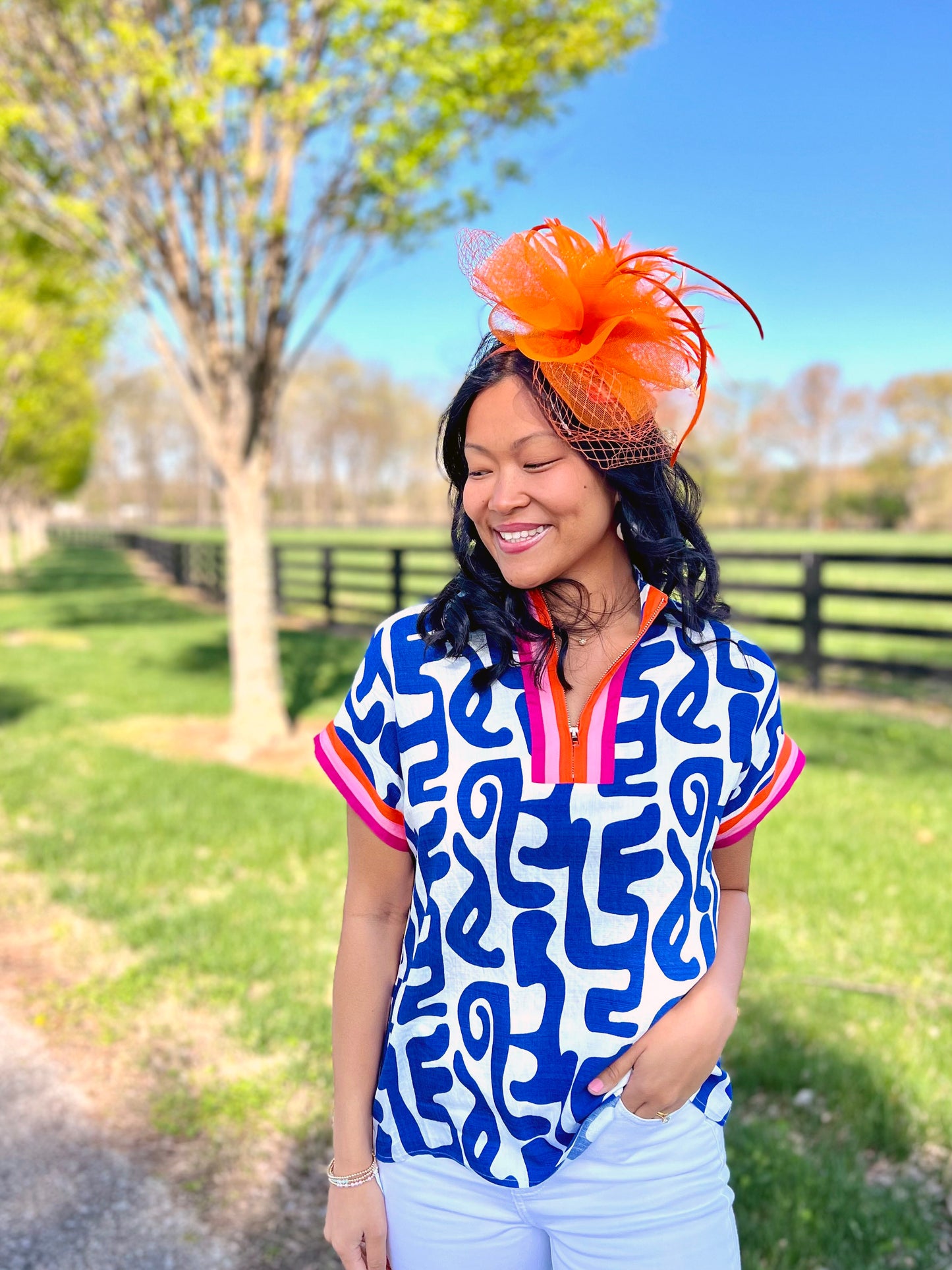 Jockey Skills Orange Fascinator