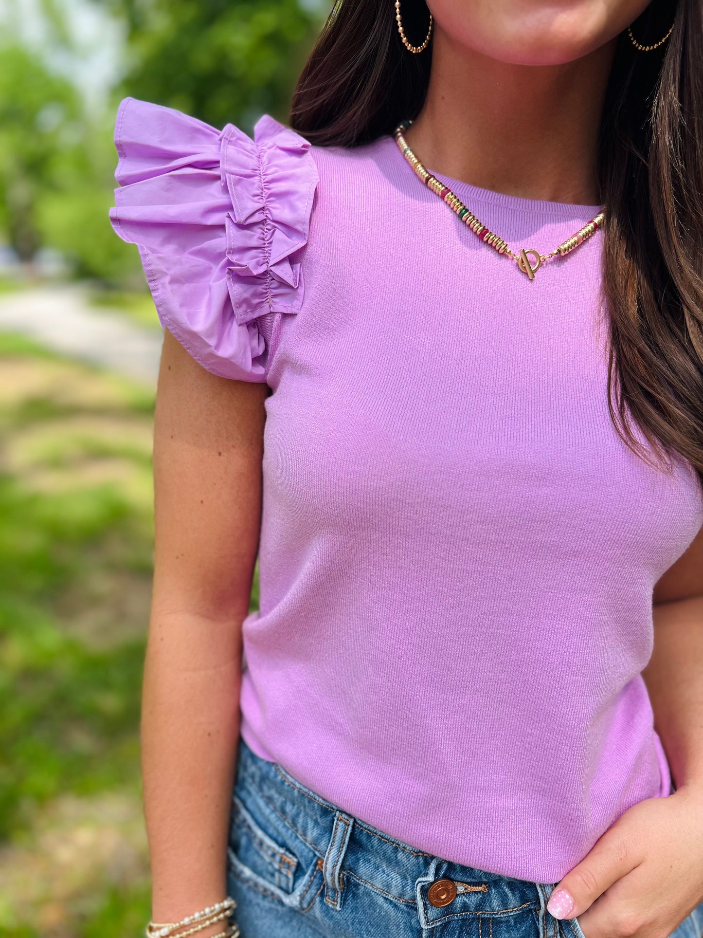 Count Me In Lavender Top