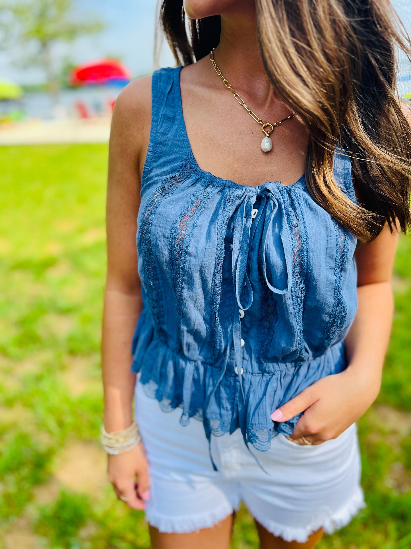 Alana Lace Blue Topaz Tank