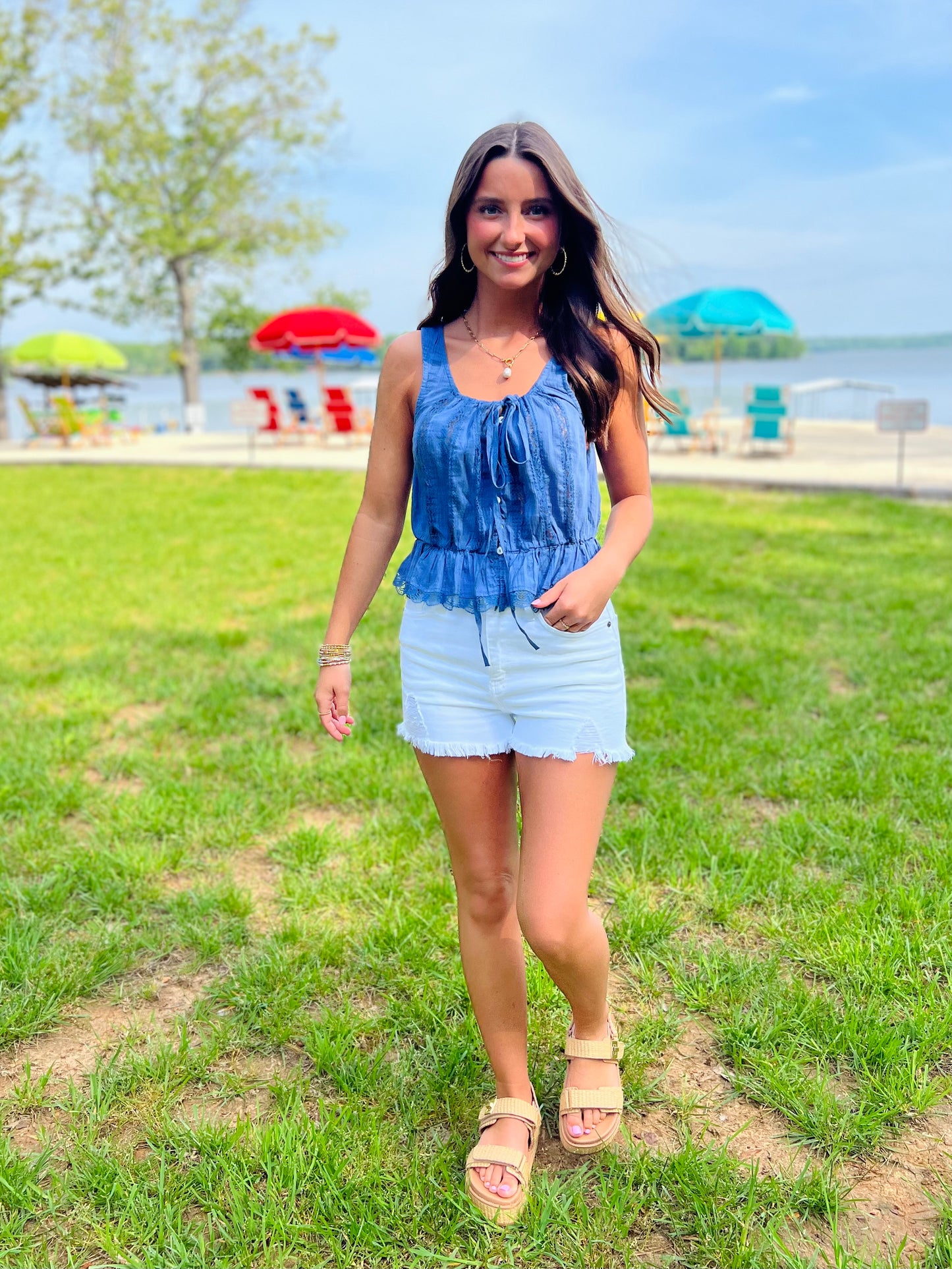 Alana Lace Blue Topaz Tank