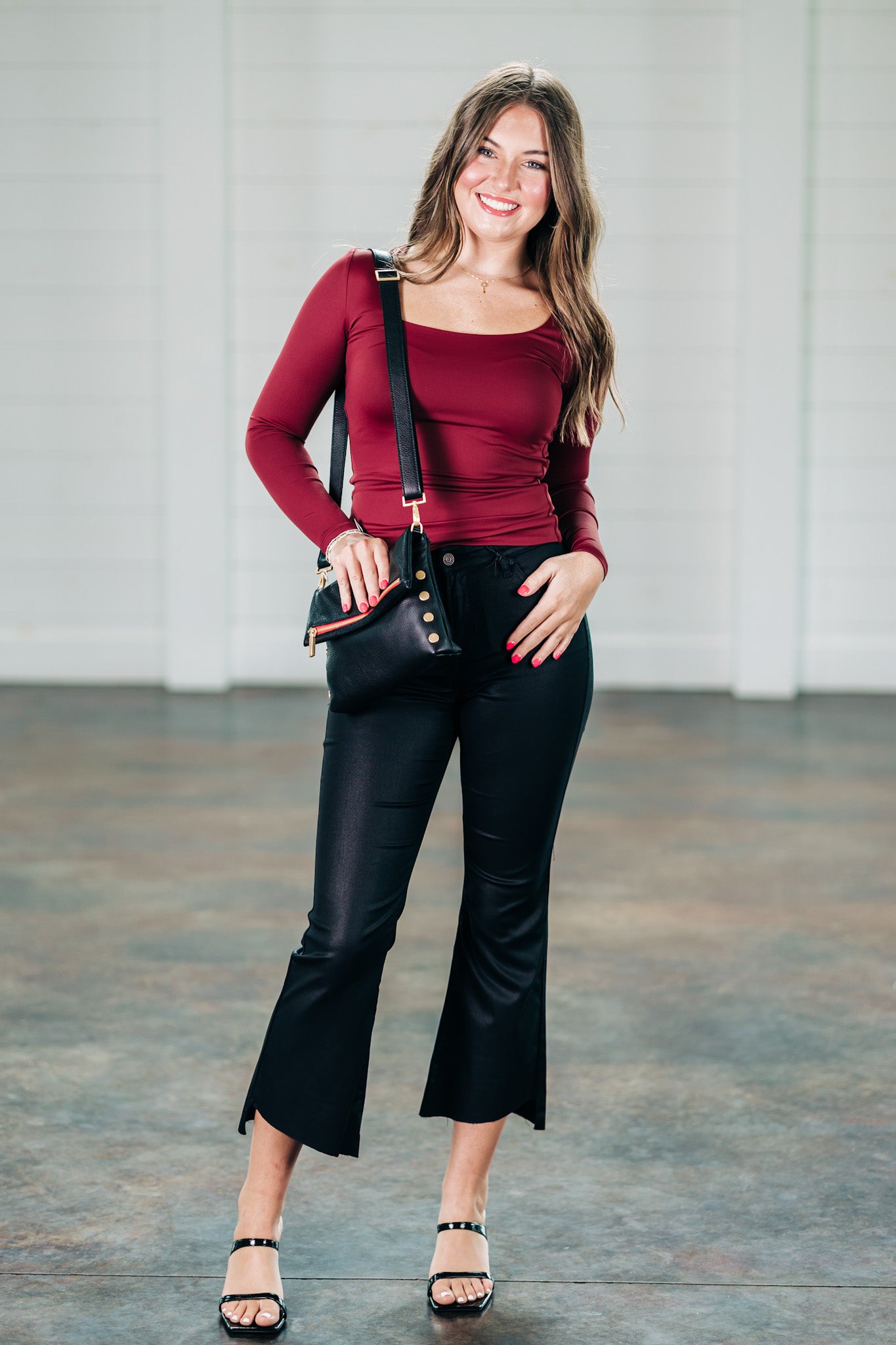 Second Skin Mariana U-Neckline Oxblood Top