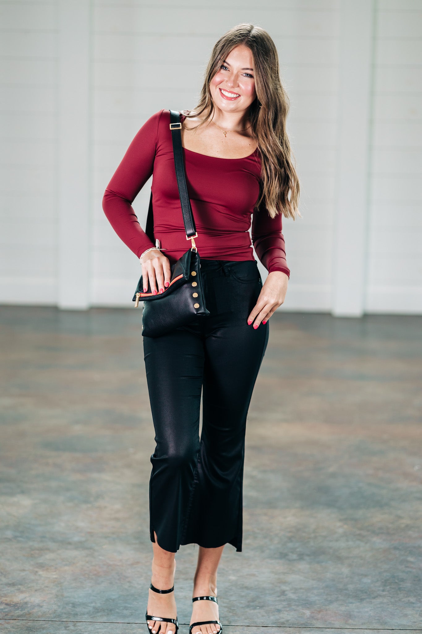 Second Skin Mariana U-Neckline Oxblood Top