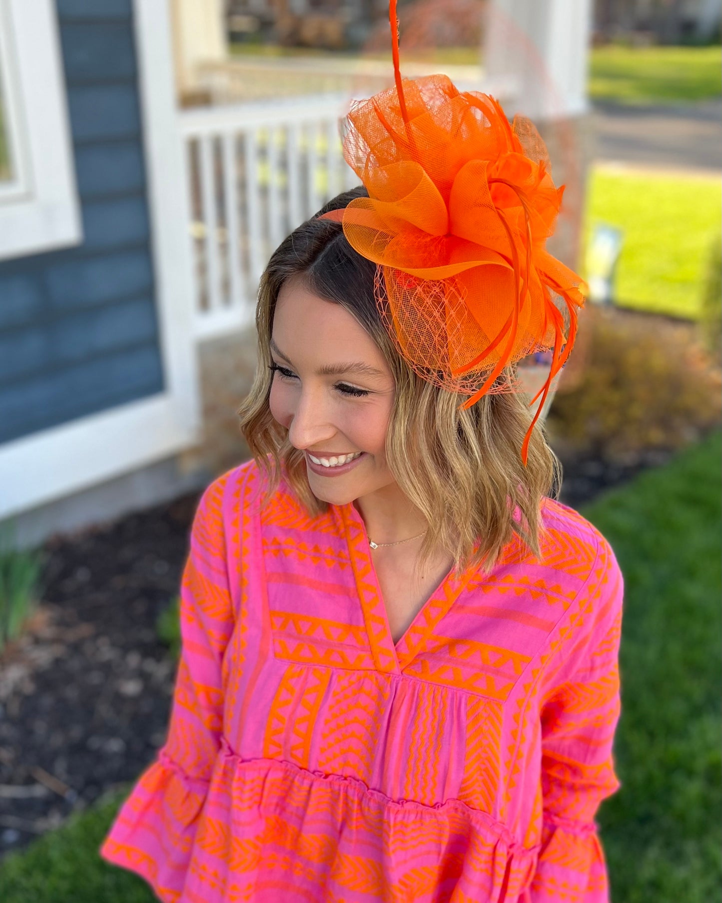Jockey Skills Orange Fascinator