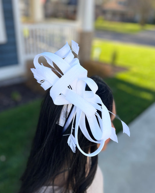 Down and Derby White Fascinator