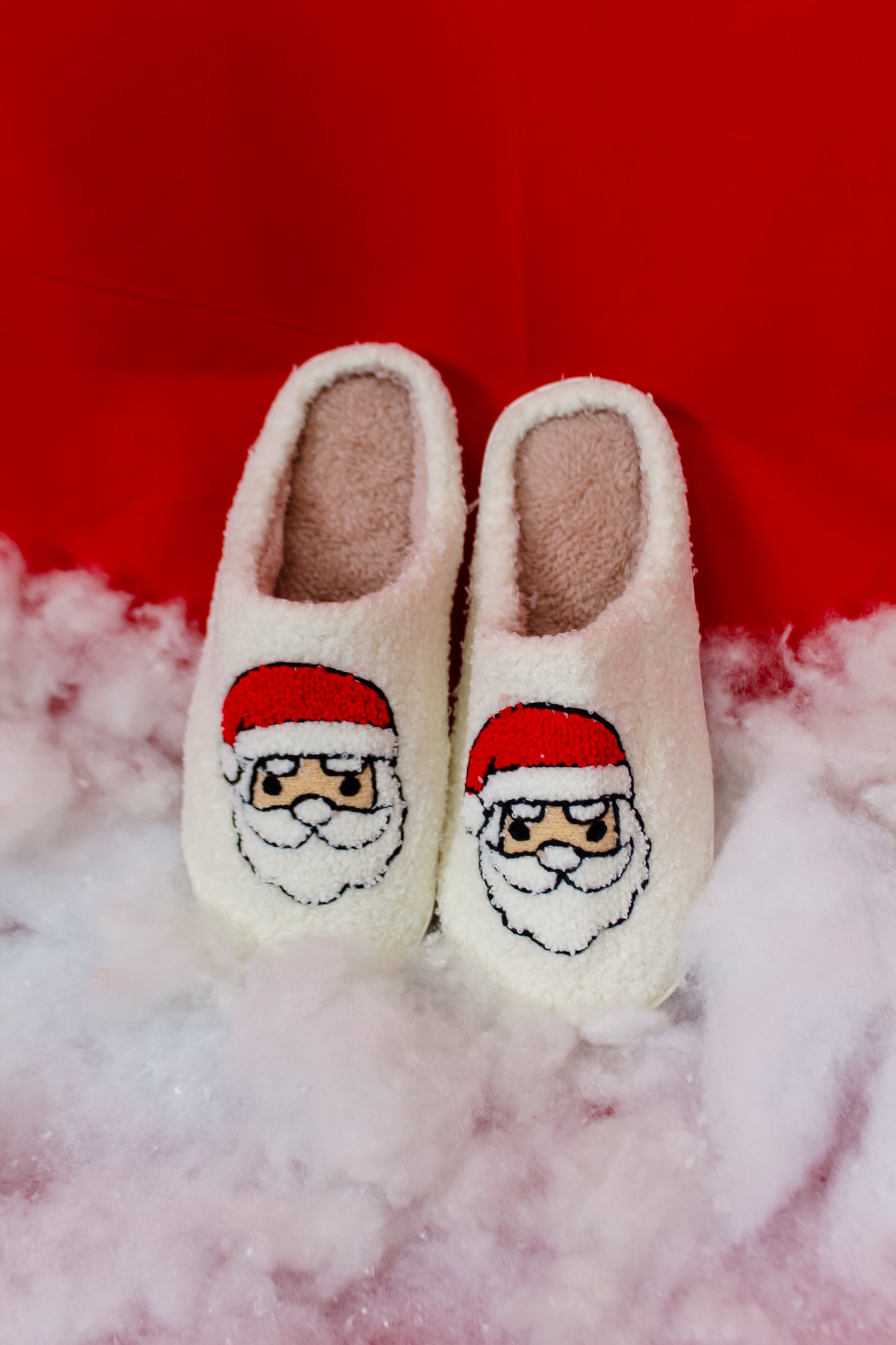 Here Comes Santa Claus White Slippers