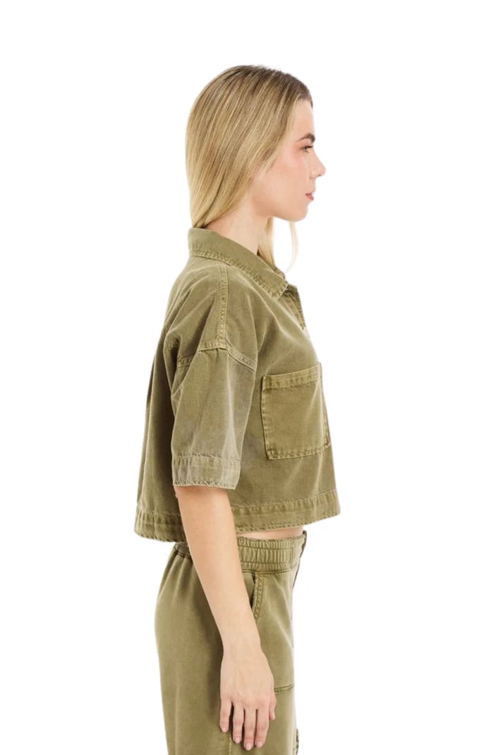 Olive Short Sleeve Boxy Top