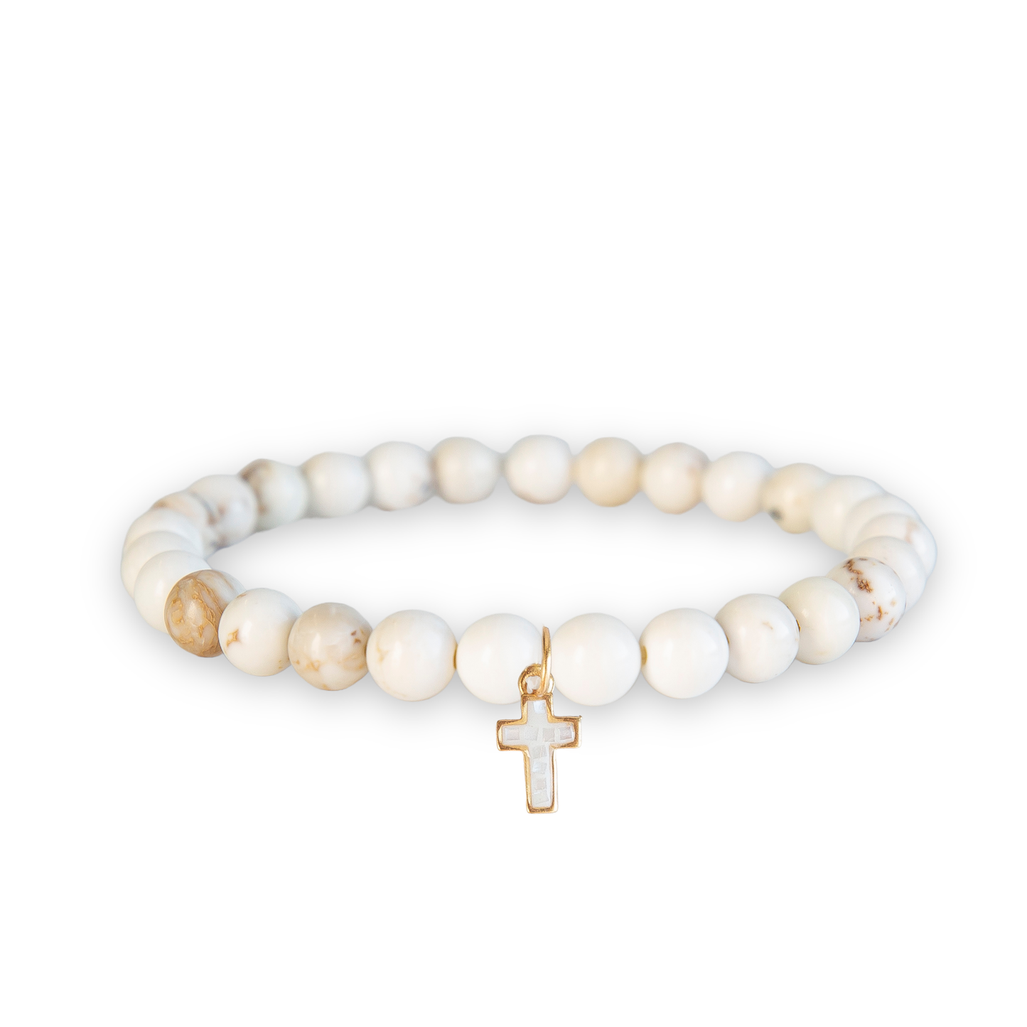 Symbolic Stones Howlite Cross Bracelet