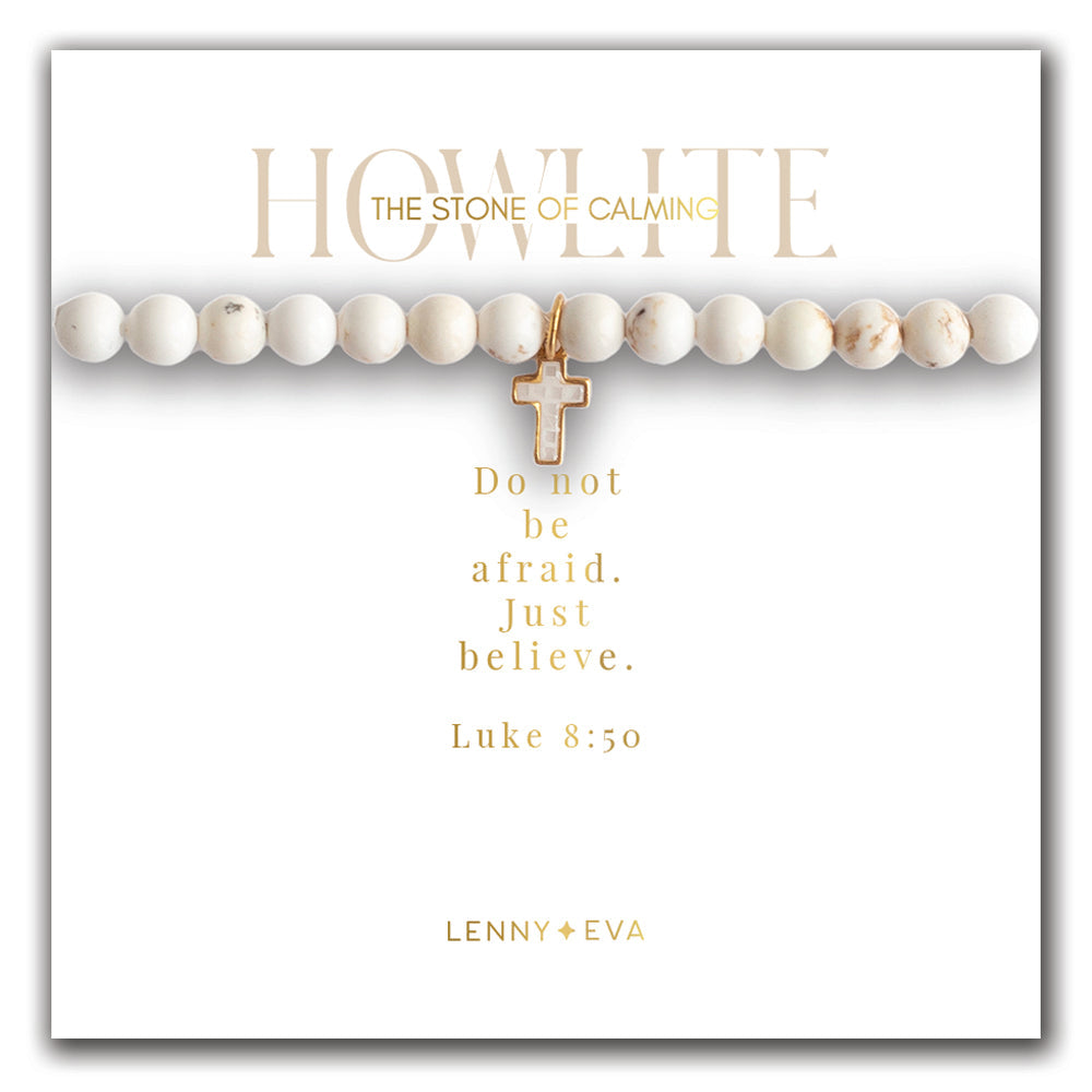 Symbolic Stones Howlite Cross Bracelet