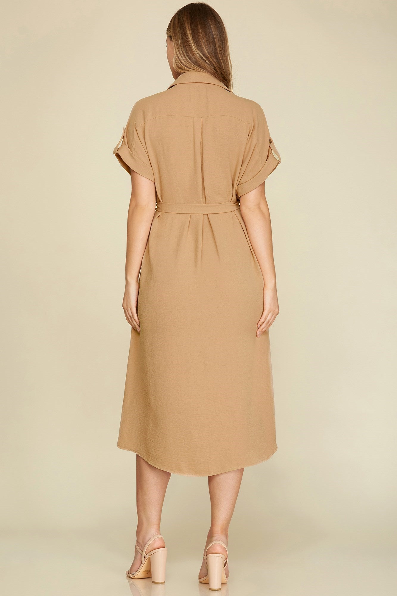 The Time is Right Taupe Midi Dress