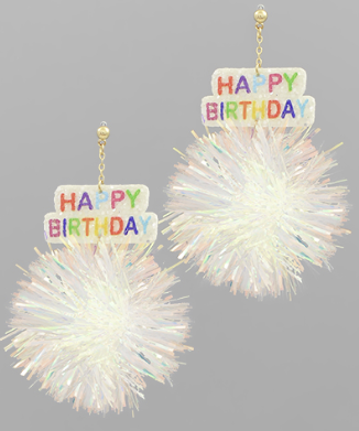 Happy Birthday Glitter Earrings