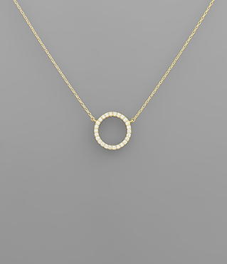 Speak Up Pave Circle Charm Necklace