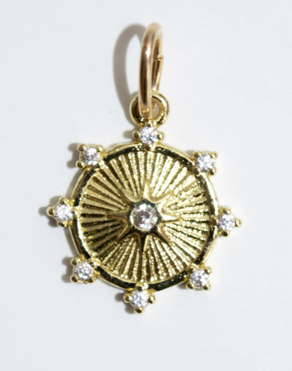 Etched Starburst Compass Charm