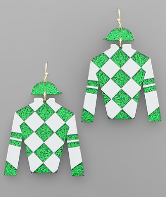 Kentucky Derby Uniform Green Earrings
