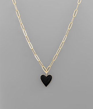 Heart's Whisper Black Necklace