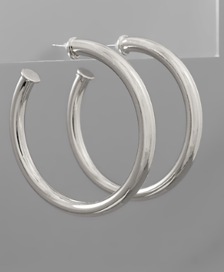 Simple One Silver Hoops