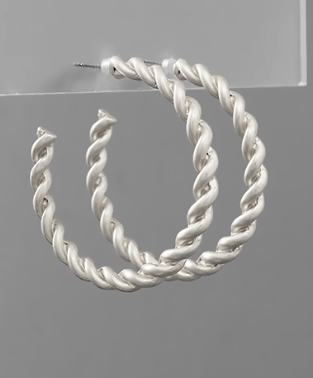 Twist Mode Silver Hoops