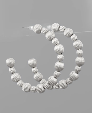 Beaded Muse Matte Silver Hoops