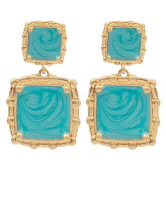 Twin Shapes Turquoise Drop Earrings