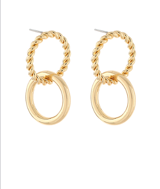 Double Link Gold Drop Earrings
