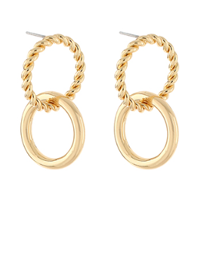 Double Link Gold Drop Earrings