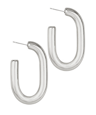 Tube Oval Silver Hoops