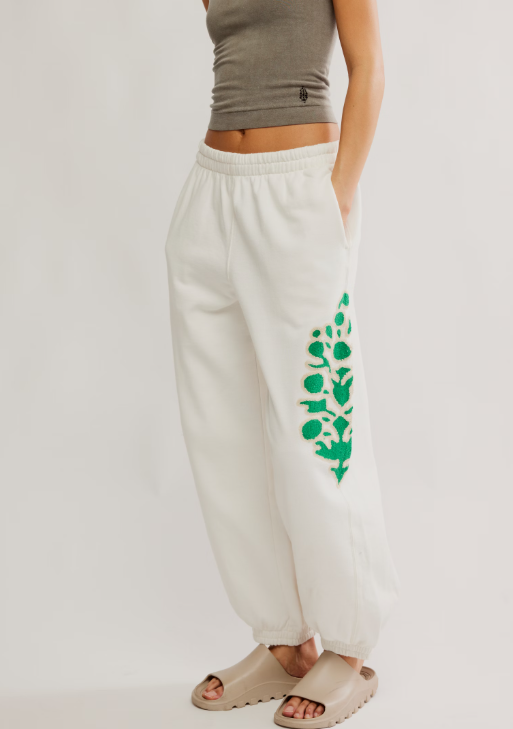 All Star White Embroidered Pants