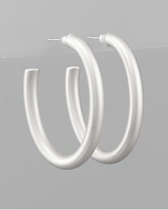 Catching Up Matte Silver Hoop Earrings