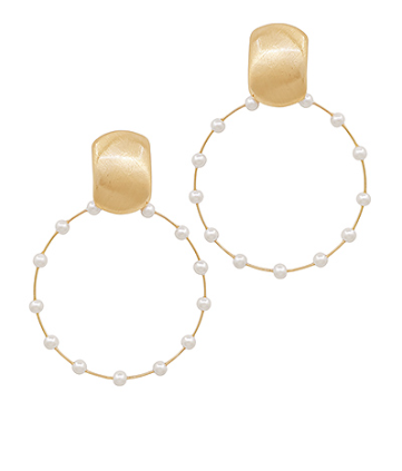 Pearl Station Round Drop Earrings