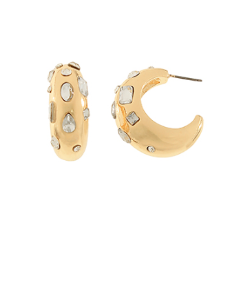 Stationed Stone Hoop Earrings