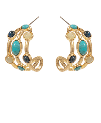 In Your Grace Turquoise Hoop Earrings