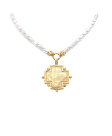 Cross & Baroque Pearl Necklace