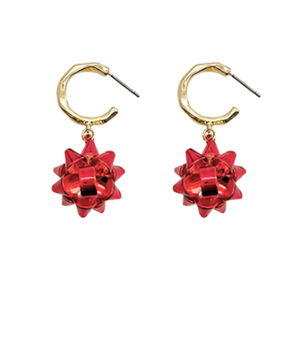 Holiday Time Red Huggie Earrings