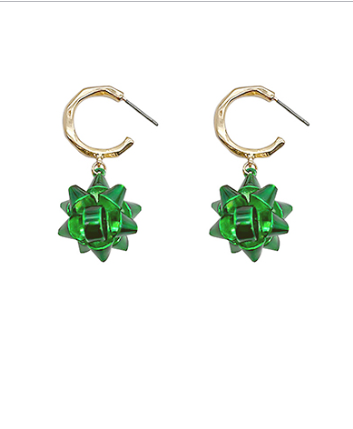 Holiday Time Green Huggie Earrings