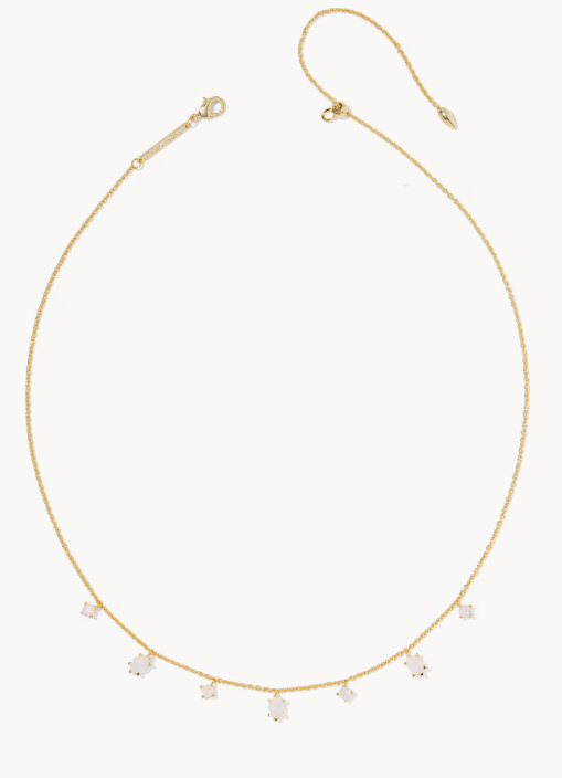 Cailin Gold Delicate Strand Necklace in White Iridescent Crystal