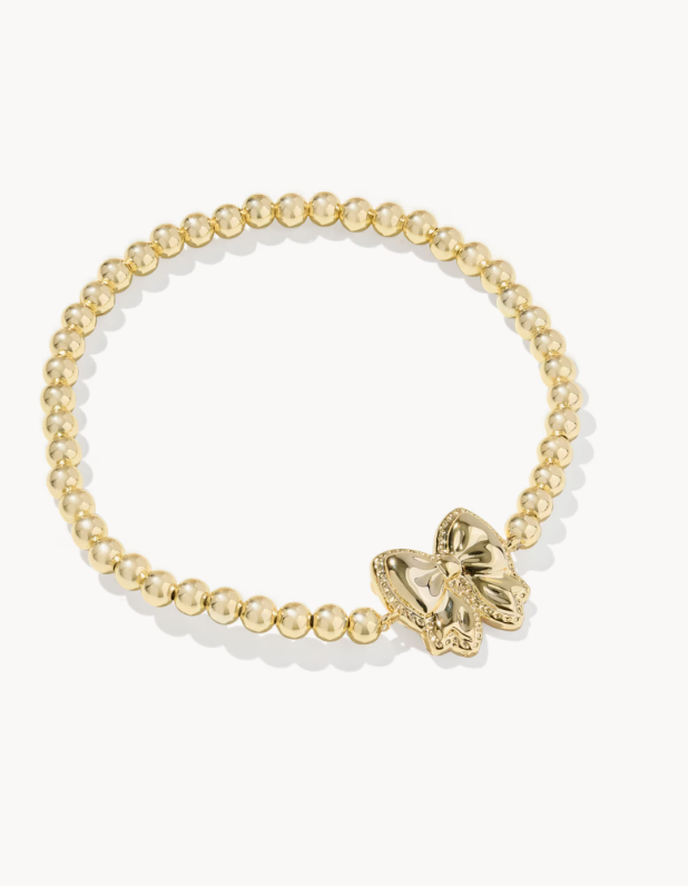 Haley Bow Gold Stretch Bracelet in Rose Mother-of-Pearl