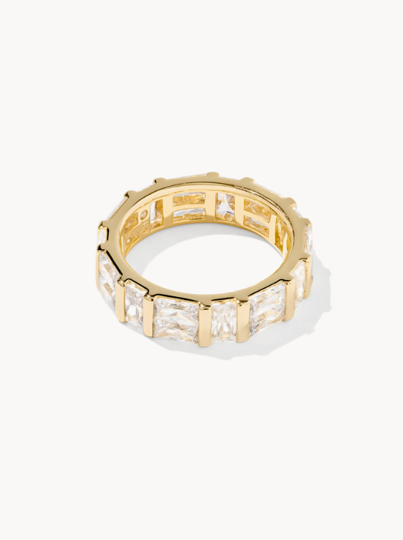 Jamie Gold Band Ring in White Crystal