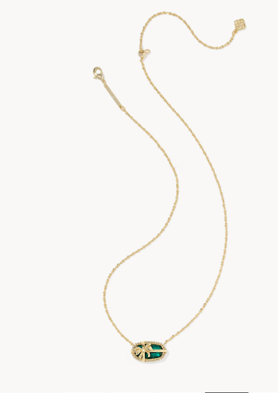 Elisa Bow Gold Short Pendant Necklace in Pine Illusion