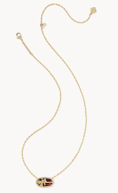 Elisa Bow Gold Short Pendant Necklace in Dark Burgundy Illusion