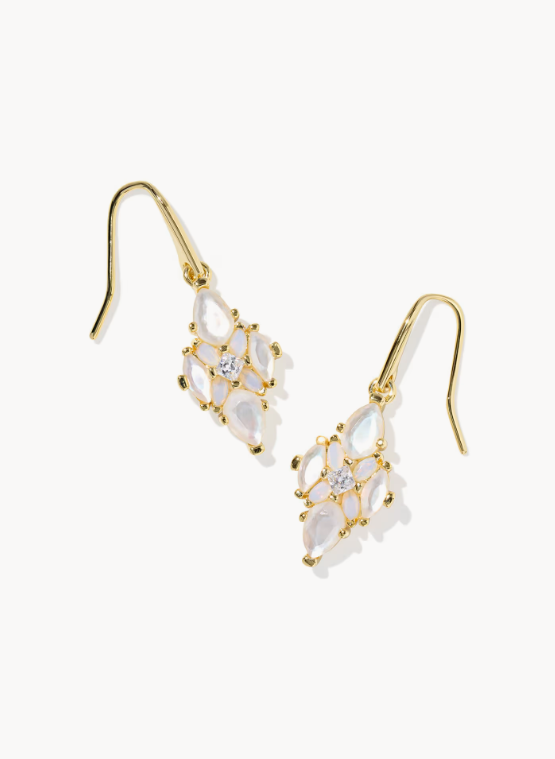 Abbie Gold Crystal Drop Earrings in Neutral Mix