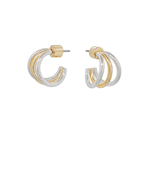 Mini Trio Mixed Metal Hoop Earrings