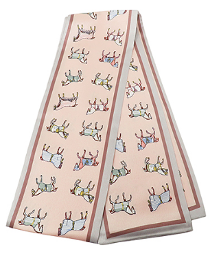 Multi Horse Light Pink Satin Scarf